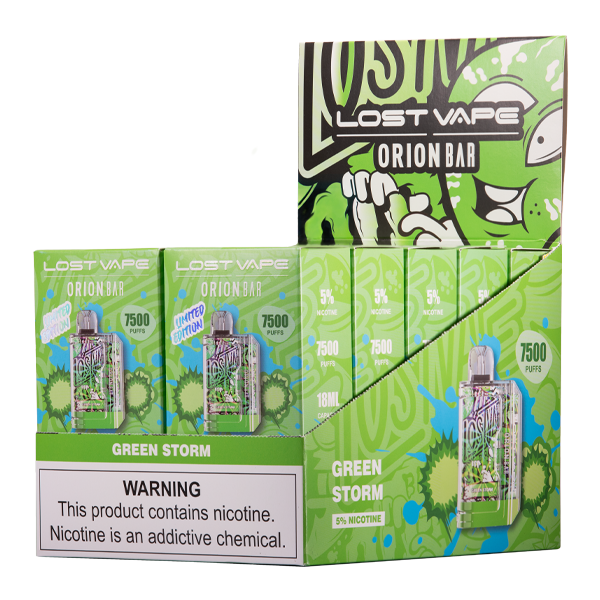orion vape flavors 7500 Green Storm Bar &Shine | Relief - F: Dessert Device Finish:Gunmetal Grey