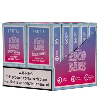 Rainbow Cotton Candy Fruitia X Esco Bar 6000 Puff Vape 10pk