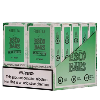 Icy Mint Fruitia X Esco Bar 6000 Puff Vape 10pk