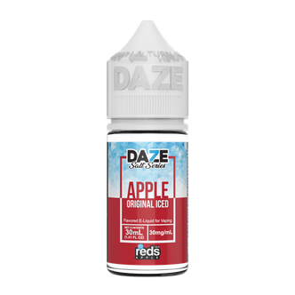 Original tasting Reds apple vape juice, nicotine salts available in 30mg by 7 daze