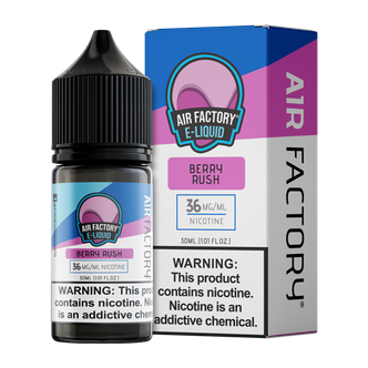 A 30ml vape juice with nicotine salts in 20mg & 40mg, Berry Rush by Air Factory