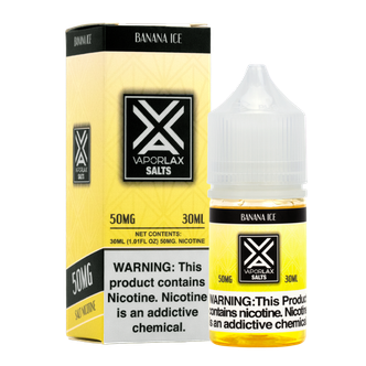 Banana Ice by VaporLax Salts is a creamy yet mentholated flavored vape juice, blended with nicotine salts