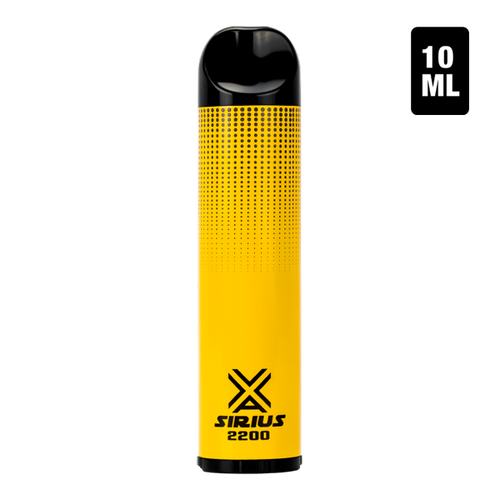 A bulk disposable vape pen with 2200 puffs, the Sirius 2200 flavored with Banana Ice