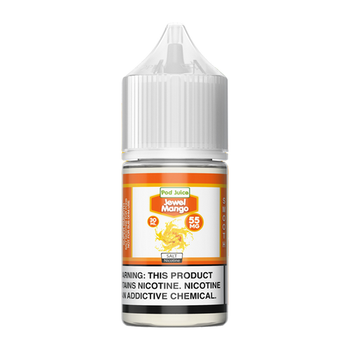 Experience tantalizing flavor with Jewel Mango Pod juice, available in 5% and 3.5% nicotine strengths