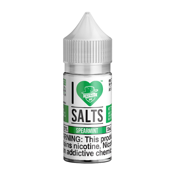 Sweet and savory mint flavored nicotine salts in 25mg, Spearmint is an I Love Salts Eliquid