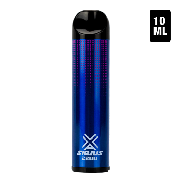 A bulk disposable vape pen with 2200 puffs, the Sirius 2200 flavored with Blue Razz