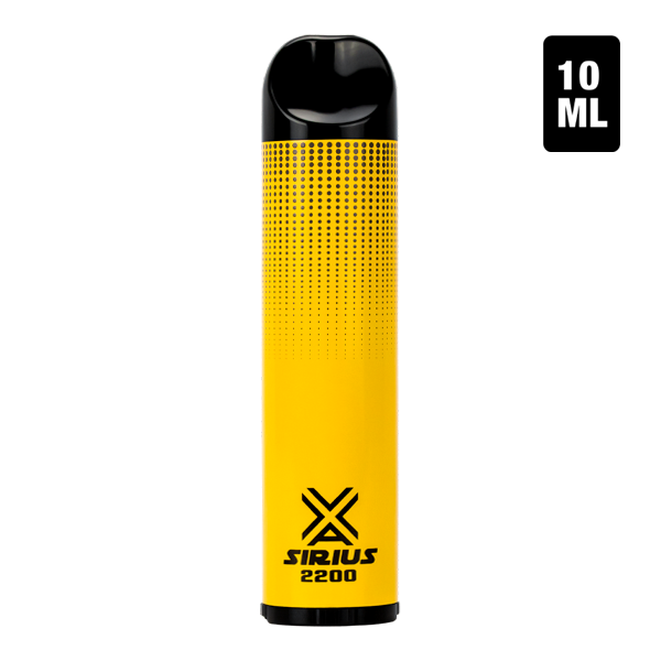 A bulk disposable vape pen with 2200 puffs, the Sirius 2200 flavored with Banana Ice