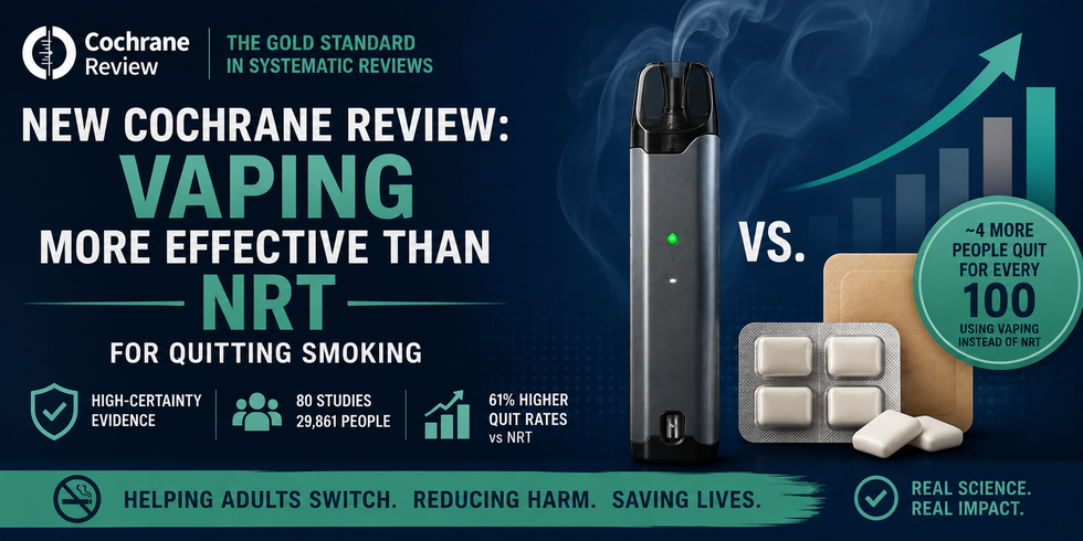 New Cochrane Review: Vaping More Effective Than NRT for Quitting Smoking 