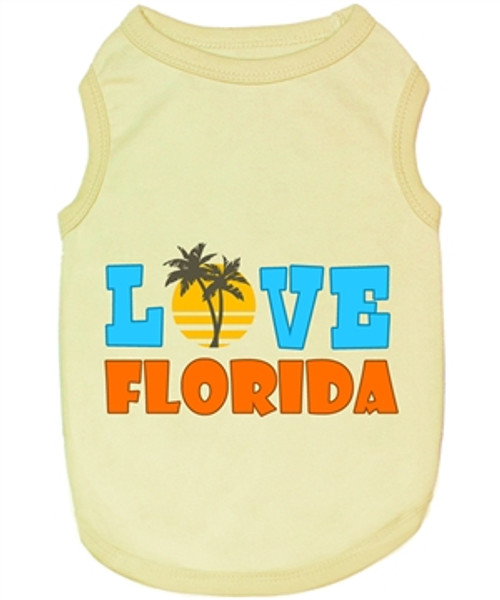 Pet T-Shirt Embroidered Designed 100% Quality Cotton I Love Florida