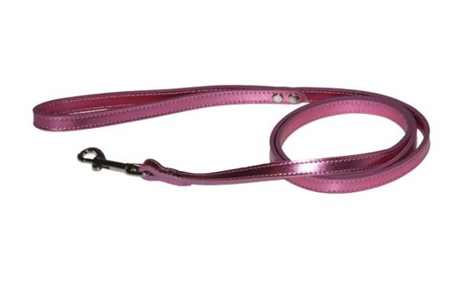 Pink Metallic Leather Dog Lead