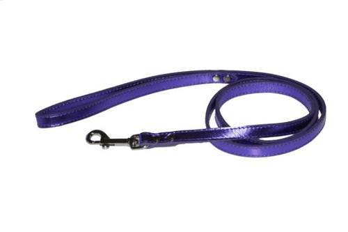 Purple Metallic Leather Dog Lead