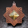 LaserTrees Labradorite Pyramid Square Sun Hardwood Pendant