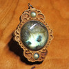LaserTrees Orbital Reflections Pendant - Labradorite in Cherry Hardwood
