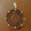 LaserTrees Mushroom Cap Mandala Gemstone Talisman with x8 Turquoise 