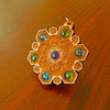 LaserTrees Hex Flower Gemstone Talisman - Amethyst Topaz and Peridot