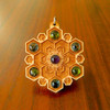 LaserTrees Hex Flower Gemstone Talisman - Amethyst Topaz and Peridot 