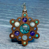 LaserTrees Snowflake Mandala Gemstone Grid Talisman with Turquoise Opal and Amethyst