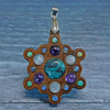 Snowflake Mandala Gemstone Grid Talisman with Turquoise Opal and Amethyst by LaserTrees | Handcrafted Sacred Geometry