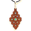 LaserTrees Hexagon Diamond Hardwood Pendant with 9 Ethiopian Opals 