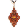 LaserTrees Hexagon Diamond Hardwood Pendant with Tigerseye, Citrine, Garnet and Peridot 