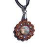 Rainbow Moonstone Mini Gemstone Mandala Pendant - Gemstone Grid Talisman - Cherry Hardwood