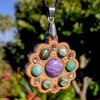 LaserTrees Gemstone Cluster Mandala Gemstone Grid Talisman - Maple with Charoite, Seraphinite and Amazonite 