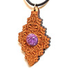 LaserTrees Hexagon Diamond Hardwood Pendant in Cherry with 12mm Charoite 