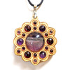  LED Gemstone Talisman Pendant - Sound Reactive - Maple with Rainbow Fluorite, Amethyst and Garnet 