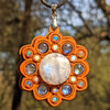 LaserTrees LED Gemstone Talisman Pendant - Light Warrior - Cherry with Rainbow Moonstone and Ethiopian Opal 