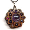 LaserTrees LED Gemstone Talisman Pendant - Light Warrior - Walnut with Amethyst and Garnet 