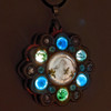 LaserTrees LED Gemstone Talisman Pendant - Sound Reactive - Maple with Prehnite, Apatite and Moss Agate 