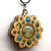 LaserTrees LED Gemstone Talisman Pendant - Sound Reactive - Maple with Prehnite, Apatite and Moss Agate 