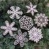 LaserTrees Snowflake Ornaments - Set of Seven - Laser Cut Wood 