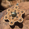 LaserTrees Metatron's Cube Talisman for Magic & Manifestation - Labradorite & Hematite on Maple Hardwood
