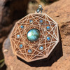 LaserTrees Dimension of Nine Talisman for Magic & Transformation - Labradorite on Walnut Hardwood 