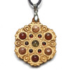 LaserTrees Swoops Talisman for Confidence - Citrine, Sunstone, Garnet and Carnelian on Maple Hardwood 