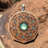 LaserTrees Dimension of Nine Talisman for Magic and Transformation - Labradorite on Walnut Hardwood 