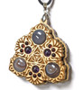 LaserTrees LED Gemstone Talisman Pendant - Tri Flower - Maple with Botswana Agate, Amethyst and Garnet 