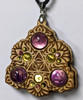 LaserTrees LED Gemstone Talisman Pendant - Tri Flower - Maple with Amethyst and Peridot 