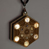 LaserTrees LED Gemstone Talisman Pendant - Metatron's Cube - Maple with Rainbow Moonstone 