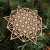 LaserTrees 64 Sided Tetrahedron Holiday Ornament - Sacred Geometry - Laser Cut Wood 