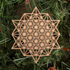 LaserTrees 64 Sided Tetrahedron Holiday Ornament - Sacred Geometry - Laser Cut Wood 