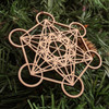 LaserTrees Metatrons Cube Holiday Ornament - Sacred Geometry - Laser Cut Wood 