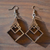 LaserTrees Square Fibonacci Cascade Hardwood Earrings 