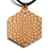 LaserTrees Flower of Life Hexagon Hardwood Pendant