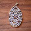 LaserTrees Hexa Fractal Engraved Agate Pendant - Silver Plated 