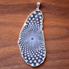 LaserTrees Hexagon Vortex Engraved Agate Pendant - Silver Plated 