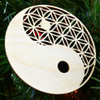 LaserTrees Yin Yang Flower of Life Ornament - Sacred Geometry - Laser Cut Wood 