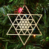 LaserTrees 6 Sided Star Fractal Ornament - Sacred Geometry - Laser Cut Wood 