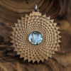 LaserTrees Phi Triangle Grid Hardwood Pendant in Walnut with 12mm Abalone Crystal Doublet 